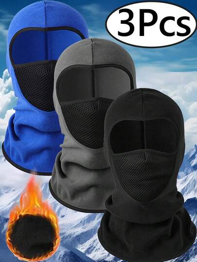 Ski Mask Fleece Thermal Winter Mask Windproof Motorcycle Full Face Mask Head Face Cover For Women Men Outdoor Skiing Cycling Snowboarding, Black, Gray, Blue