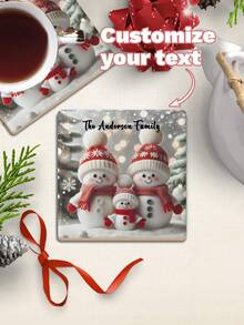 1 Stück personalisierte Foto-Holzuntersetzer, einzigartiger personalisierter Tischset, wasserdicht, ideal für Heim- und Esszimmerdekoration, Einweihungsgeschenke & Geburtstagsgeschenke, personalisierte Weihnachtsdekoration, Schneemann Weihnachtsschmuck, Weihnachtsgeschenk, personalisierte Geschenke