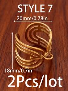 2 piezas/lote Anillos con forma de estrella de mar y corazón chapados en oro de 18K PVD, accesorios de acero inoxidable ajustables, base de anillo abierto geométrico de cadena ancha para hacer joyas DIY - Anillo DIY - Ver 20