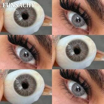 FUNSACHY 1 Pair Blue Color Contact Lenses For Eyes Fashion Pupils Cosmetics Brown Gray Eye Color Softlens Green Colored Contact Lens Yearly