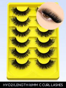 6 Pairs Volume Cat Eye Artificial Mink False Eyelashes Manga Fake Eyelashes Natural Fluffy Faux Eyelashes Cross Wispy Dramatic Volume Lashes Extension For Natural Look - Black - View 9