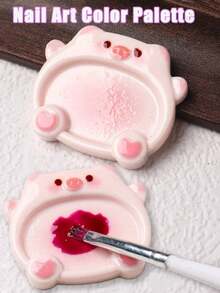 2pcs Cat Shape Color Palette Nail Art Mixing Color Drawing Pallet Gel Polish Nail Painting Drawing Board Gel Polish Mixing Color Palette Manicure Tools Nail Art Makeup Mixing Tray DIY (Pink) - Multicolor - View 5