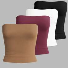 5-Piece Set: Women's Strapless Tube Top With Lining, Bustier Style, Basic Blogger Fashion, One Size - KIT 4 Peças-2 - View 1