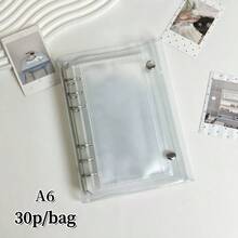 1pc A6/A7 Transparent Binder, Sticker Book, Sticker Book, FEINIBOOK Double Button Soft Leather Surface Binder Shell, Pp Material, Transparent Inner Page Replacement Core, Kpop Photo Card Storage, Can Be Used For Diy Sticker Books, Hand Books, Scrapbooks, Planning Books, School Supplies, Office Supplies, Etc - Clear - View 10