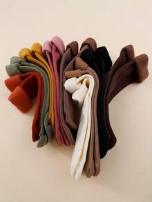 3 Pairs Women's Solid Color Thermal Lined Warm Snow Socks, Comfortable Breathable Crew Socks For Autumn/Winter, Cozy Socks