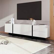 190 Cm TV Cabinet With 3 Doors, 2 Drawers - Black and White - View 3