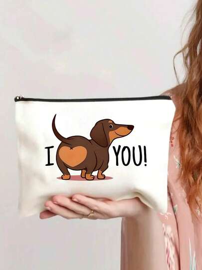 腊肠犬印花化妆包，送给奶奶、老师、朋友、护士的最佳礼物，表达您对毛茸茸朋友的爱，送给朋友的旅行纪念品，必备旅行洗漱包，化妆包，学习用品，旅行用品，化妆包，度假用品，化妆品收纳包，化妆品存放包，女士礼物