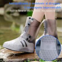 Cubrezapatos Impermeable Reutilizable para Hombre y Mujer, Antideslizante, Fácil de Poner y Quitar, Protector Calzado para Lluvia, Bicicleta, Senderismo, Trabajo - transparente - Ver 6