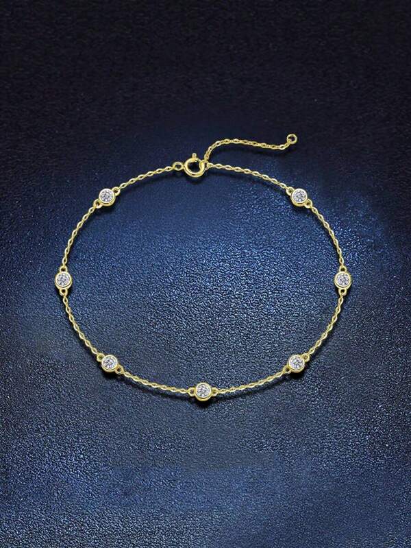 1pc Fashionable 925 Sterling Silver Cubic Zirconia Inlay Bracelet, Suitable For Women For Daily Wear, Commuting, Party, Vacation, Birthday, Valentine's Day, Mother's Day, Easter, Wedding Anniversary, Christmas Jewelry Gift