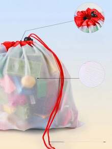 1/3PCS Drawstring Storage Bags | Multi-Color Mesh Toy & Travel Organizer | Transparent Brick Pouch With Carry Handle | Portable Clutter Solution,Toy Organizer Bags - Multicolor - View 4