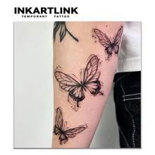 INKARTLINK Aquarell Schmetterling Temporäre Tattoos | 15 Tage haltbar | Vielseitiger Fake Tattoo | Wasserfest Schweißfest Modischer Aufkleber | Feenartiger Körperkunst | Ideales Valentinstags Geschenk für Frauen - Schwarz - Übersicht 7