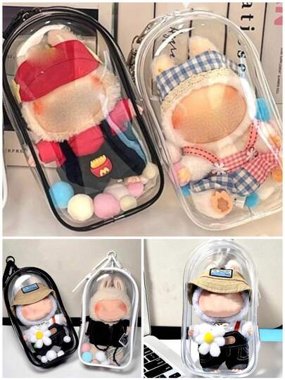 Bolsa de almacenamiento con cremallera para la serie completa de La Bubu | Bolsa colgante para POP MARTT Monsters Gen 1/2/3/4 | Bolsa transparente de PVC para caminar | Bolsa impermeable para exteriores, accesorio de moda lindo para exhibición | Múltiples especificaciones de color disponibles | (Muñeca no incluida)