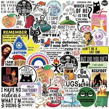 50Pcs Cartoon Snarky MEME Stickers Sarcastic Stickers Funny Work Stickers Funny Stickers For Adults Aesthetic Stickers Cartoon Graffiti Label Vinyl Waterproof Stickers For Laptop, Bumper, Skateboard, Water Bottles, Computer, Phone, School Supplies, Back To School - 彩色 - 查看 6