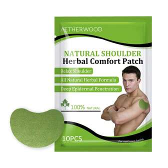 10pcs Green Natural Shoulder Relief Patches, Made Of Mugwort And Various Herbs, Provide Long-Lasting Relief For Muscle, Joint, Shoulder Tension, Stiffness, Fatigue And Discomfort