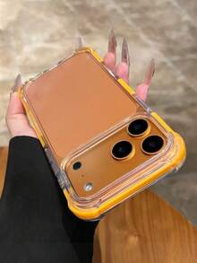 Screen Protection Shockproof Transparent Orange Solid Color Material Hybrid Bumper Armor Phone Case Compatible With IPhone 17 Pro Max 17 Pro 17 Air 14 15 16 17 Pro Max 11 12 13 14 16E Shockproof Back Cover Easter Spring Gift - Orange - View 7