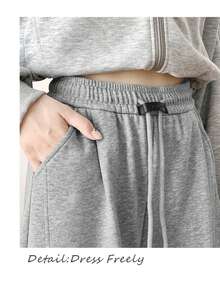 Y2K Tops, Korean Fashion Bottoms, Pants, Women's Spring And Summer Clothing, Sweatpants, Knit Pants, Spring And Summer Pants, Korean Women's Office Casual Wear, Loungewear, Slacks, Sweatshirts, High-Waisted Wide-Leg Pants, Women's Pants, Trousers, Fall Clothing. Women's Sizes Range From S To XL, And Are Cut To Fit Both Short And Tall Women. Furthermore, The Simple Cut Makes Them Windproof And Excellent At Retaining Heat, Making Them Ideal For Everyday Wear. - [Kiểu thường] Xám nhạt - Xem 8