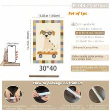 1pc, Canvas Wall Art, Framed Nursery Wall Art Charming Illustrations, Whimsical Children's Wall Decor Featuring Ducks, Dinosaurs And Puppies Adorable Animal Wall Art, Dreamy Nursery Decor Ideal For Children's Rooms, Nurseries, Playrooms, Kindergartens, Boys' Rooms, Girls' Rooms And Play Areas Waterproof. Perfect Party Gift - Multicolor - View 25