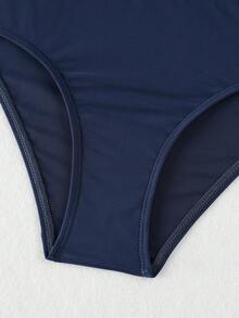 少女三件套雏菊拼接比基尼泳衣套装 - 彩色 - 查看 4