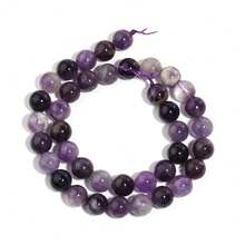 1pc Natural Amethyst Beaded Strand, 4/6/8/10/12mm Fashionable Handmade DIY Loose Beads, Suitable For Bracelet, Necklace, Jewelry, Phone Chain, Key Chain, Wholesale Beads