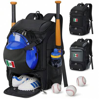 Mochila Béisbol Hombre Ligera para Softball con Doble Almacenamiento de Cascos, Compartimento de Zapatos y Gancho para Valla Mochilas de Béisbol para Equipamiento y Viajes Adultos y Jóvenes