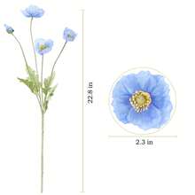 1/3/6支装，59厘米仿真罂粟花，每枝4朵，简约现代风格，可弯曲且不褪色 - 适用于DIY花墙、场景装饰、花瓶插花、婚礼、派对、桌面装饰。秋冬季装饰，适用于客厅、卧室、厨房、婚礼、餐桌、办公室、花园、户外，也是生日和毕业礼物的理想之选。 - 冰魄藍 - 查看 10