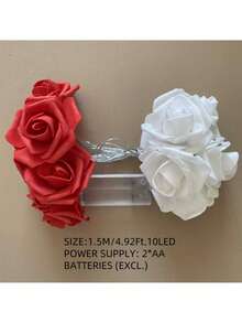 1 件 10 LED 1.5 米玫瑰花串灯，浪漫卧室装饰，婚礼/派对节日装饰，求婚礼物，电池供电 - 彩色 - 查看 17