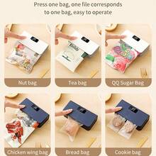 Sellador inteligente 2 en 1: 6 ajustes de temperatura, magnético y portátil, pantalla digital LCD, cuchilla oculta. Todo en uno para sellar y abrir bolsas. Ideal para frutos secos, patatas fritas, productos secos de cocina, sobres de condimentos y almacenamiento de comidas para fiestas. Resuelve perfectamente los problemas de humedad, transferencia de olores, deterioro y apertura de alimentos - una herramienta de conservación de aperitivos imprescindible para el hogar y la oficina.