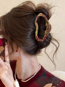 1 Stück karierte Schleife Haarklammer, elegantes Haarklammer Haaraccessoire, Winterdutt Haarspange, Neuer Stil Kopfschmuck 2025 - Verschiedenfarbig - Übersicht 4