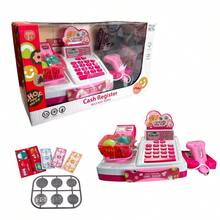 Juguete Caja Registradora Didáctica con Sonido, Accesorios de Super Mercado Dinero Didáctico - Rosa Roja - Ver 1