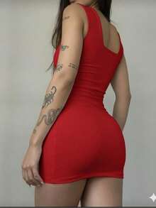 Short Sweetheart Dress Perfect For Parties, Weddings And Dinners - 紅色 - 查看 2