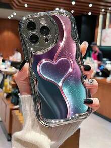 可爱爱心图案电镀奶油色纹理软壳，兼容 17/17PROMAX/ 16/ 16 Pro/ 16 Pro Max/ 15/XR/7P/8P/P12 Pro Max/P13 Pro Max/P14 PRO Max/P13/P14/P11/P12/P14 XS/S/XS Max/78GES2，时尚加厚保护手机壳 - 彩色 - 查看 7