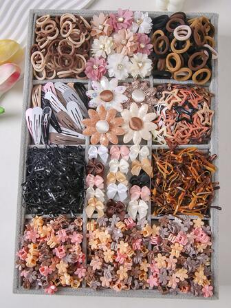 814件/套 女孩水钻花朵发夹，休闲侧刘海夹，简约水滴发夹，适合日常使用