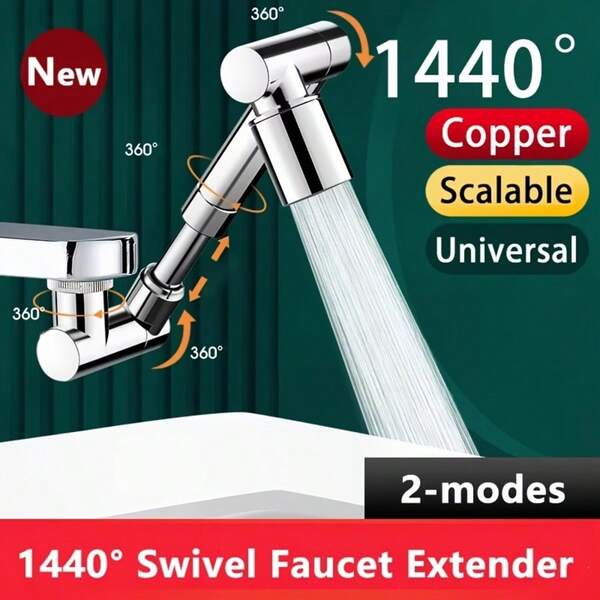 1440° Rotating Extendable Faucet Aerator, Brass Material, Rust-Resistant Durable Bathroom Accessory