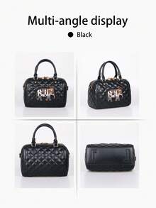 Geantă de pernă Boston cu model de elefant brodat, vintage nouă, la modă, 2025, geantă de mână pentru femei cu model de bowling, versatilă și rafinată, geantă de umăr crossbody de mare capacitate pentru navetiști