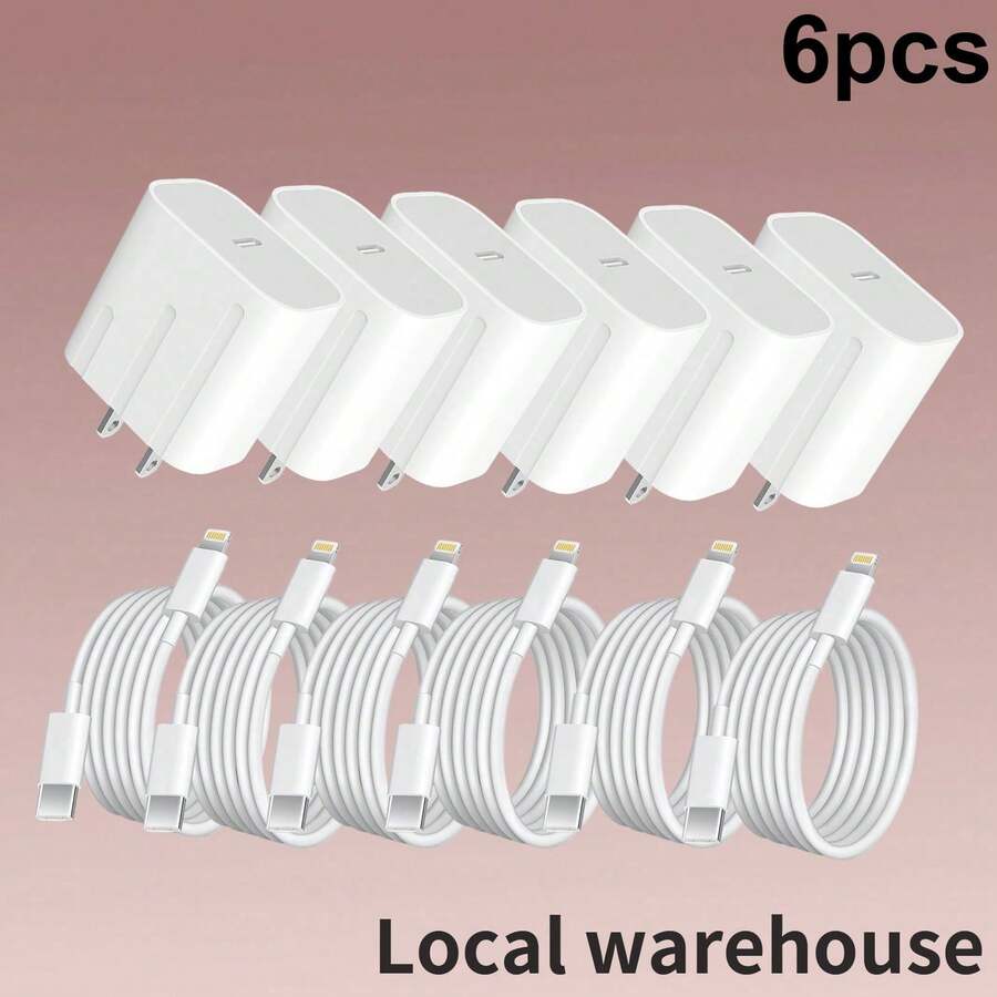 本地仓库6件装USB-C墙充及Lightning数据线套装 - 兼容 14/13/12系列、iPad及其他设备，高输出功率 - 美規A型插(110-127V) - 查看 1