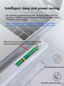 AKKHOO Wireless Keyboard, Mini Wireless Keyboard For IPad, Portable, Office Keyboard, Compatible With Laptop/Computer - Silver - View 10