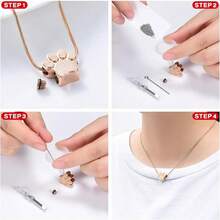 Pet Cremation Jewelry Pendant Paw Print Heart Urn Necklace For Ashes Memorial Keepsake For Dog's Cat's Ashes - RoseGold1 - View 6