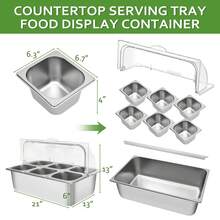 kangten Countertop Food Display Container Ice Food Serving Tray 6 Pans Buffet Condiment Dispenser - Salad Dressing Appetizer Spice Fruit Cold Serving Station A Nice Gift - 6 Pan - View 3