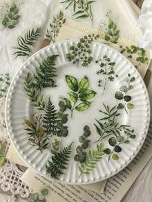 40pcs/Pack Green Plant & Leaf Stickers For Scrapbooking, DIY Crafts