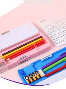 卡通宇航员太空图案铅笔盒，多功能学生文具盒带卷笔刀，大容量笔盒，学习用品 - 彩色 - 查看 6