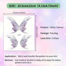 Glitter Eye Dream Butterfly Tattoo Stickers Long Lasting Fairy Makeup Halloween Sweet Durable Body Art Face Decoration For Music Festival - Nhiều màu - Xem 5