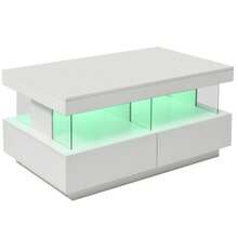 (=30445354AAW) Coffee Table, Side Table, Tea Table, Bedside Table, Modern High-Gloss Coffee Table, Living Room Table, Sturdy, Scratch-Resistant And With A Smooth Surface - White - View 8