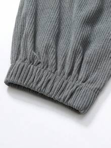 Men's Corduroy Drawstring Pants, Casual Loose Fit Trousers, & Versatile For Spring & Autumn - Light Grey - View 6
