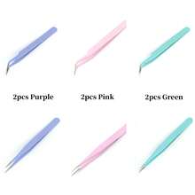 Hand Account Tweezers Stainless Steel Colorful Tweezers Macaron Stickers DIY Vintage Tweezers - 顏色隨機 - 2 件裝 - 查看 6