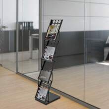 WUPYI Expositor plegable de 4 niveles para folletos, revistero de hierro, estantería de oficina, soporte para catálogos y literatura para oficinas y ferias comerciales, estantería escalonada, artículos para el hogar, decoración del hogar