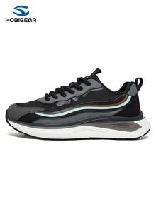 HOBIBEAR (Order 1 Size Up For Wide Feet) 1 Pair High-Quality Women's Running Shoes/Men's Sneakers, Comfortable, Lightweight, Durable Rubber Outsole, Soft Leather Upper, Cushioned Sole, Suitable For Outdoor, Hiking, Walking - Black and Gray - View 4