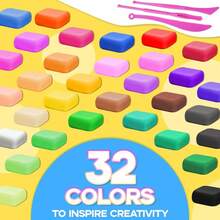 风干黏土 - 12/24/36色，造型黏土套装，含3个雕塑工具，DIY魔法玩具礼物，适合男孩、女孩、儿童，风干黏土（黏土+工具，颜色随机），聚合物黏土，黏土，风干黏土，史莱姆，圣诞礼物，锻炼手眼协调能力，是儿童和成人DIY手工的理想礼物