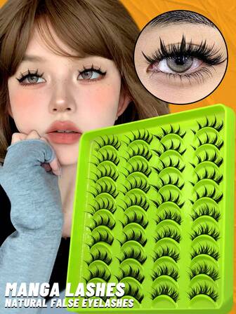 20 Pairs Wet Look Spiky Thick Faux Mink Lashes Manga Cosplay Wispy Doll Eyelash Reusable Dramatic Makeup
