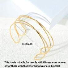 1/3pcs Minimalist Hollow Line Wrapped Metal Multilayer Cross Bangle Bracelet, Adjustable