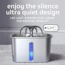 Máy làm mát nước tự động cho thú cưng 74,4oz/2,2L, Đài phun nước bằng thép không gỉ cho mèo có cửa sổ quan sát, Nguồn điện USB kèm bộ lọc thay thế, Thích hợp cho mèo và chó cỡ trung bình/nhỏ - Nhiều màu - Xem 2